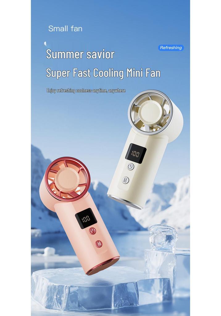 Summer Mini Handheld Fan: 5-Speed, Ice Cool Wind, Portable & Long-Lasting Battery