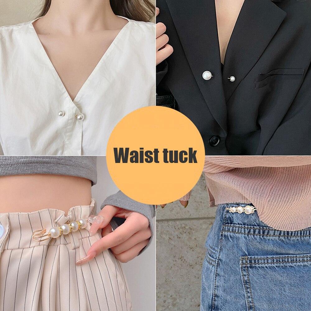 4PCS Waist Adjustment Uniform Clothing Extended Buckle And Waist Adjustment Buckle Pearl Broocated Fashion Decorative Accessorie