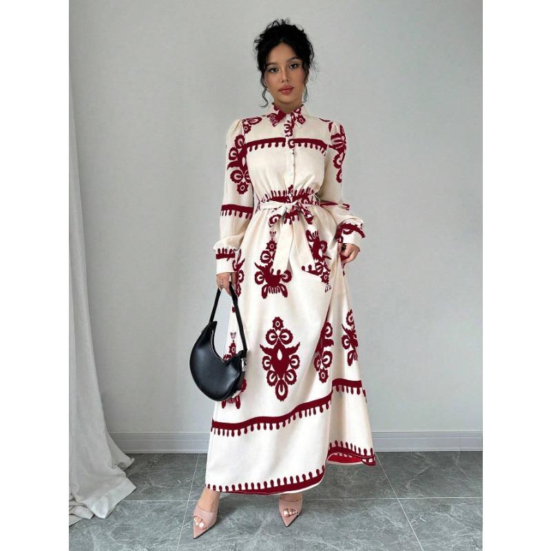 

Женское платье А-силуэта с длинным рукавом XL красный