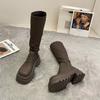 European Fashion Versatile Short Boots Children In the Autumn and Winter of 2025 New Stacks of Thin But Knee-length Knight Boots