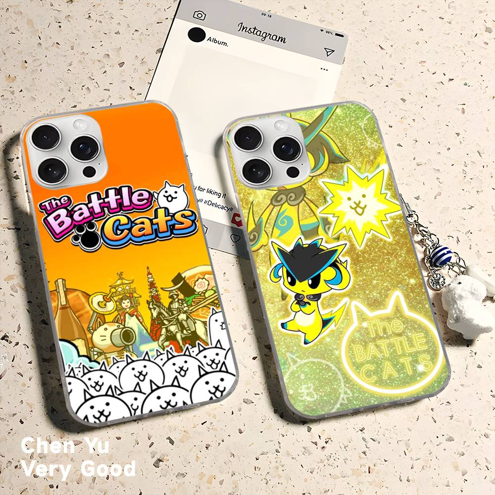 B-Battle Cats Anime Game For IPhone 17 16 15 14 Plus 13 12 11 Pro Max Phone Cover Back Satin Colorful Surface
