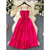 Sling Dress Women's 2024 Summer Dress New Arrival Elastic Tight Waist Slim Looking Sleeveless Tube Top Ruffles Long Dress