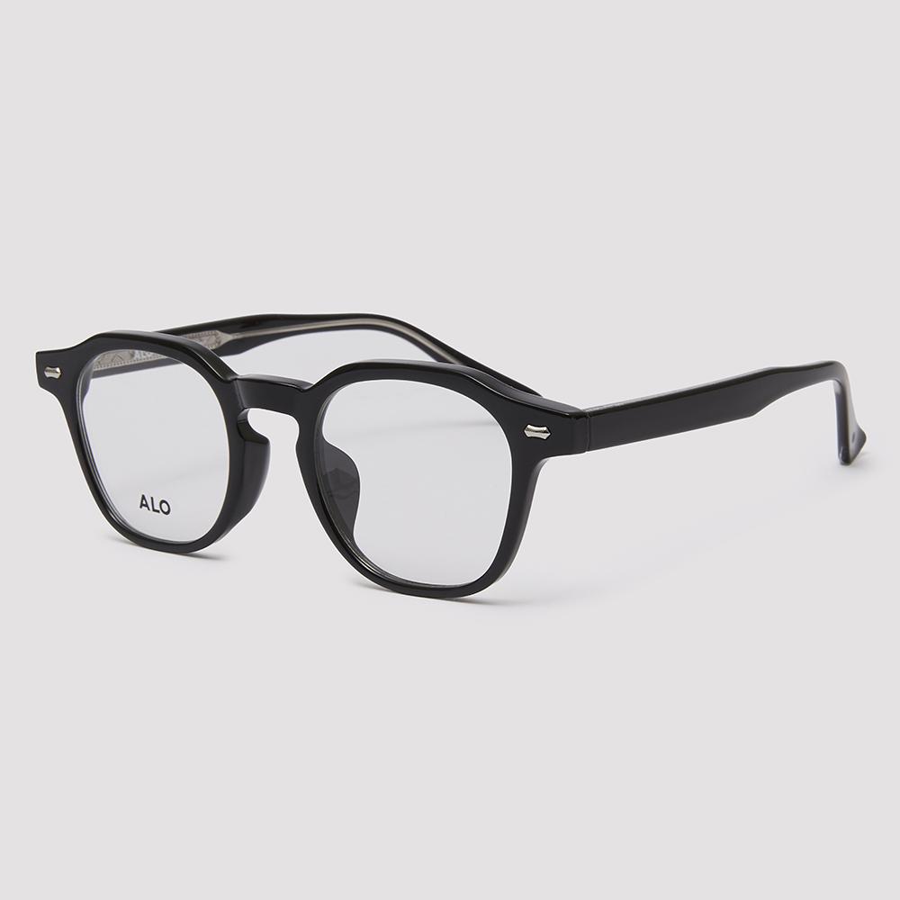 Alloaiweeo [Essential] Al5507 0909G French Square Black Eyeglass Frames Blue Light Blocking Lenses Selection