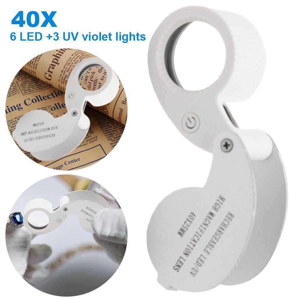 40X/60X Vergrößerungslupe mit LED-Licht Juwelierlupe Lupe Augenlupe Juwelierlupe für Schmuck Briefmarken Gesteinssammlung
