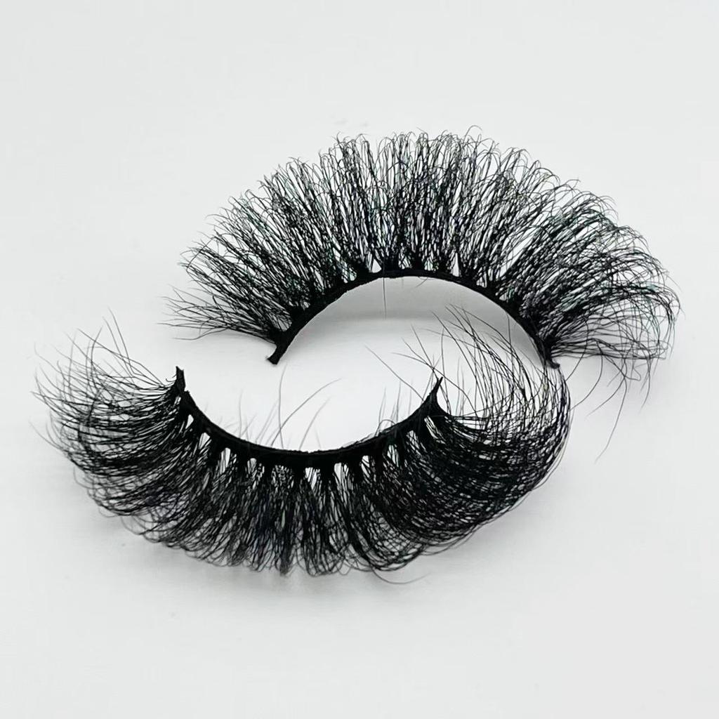 25mm Mink Eyelashes Russian Curly Eyelashes European And American Thick Messy Fried Hair False Eyelashes
