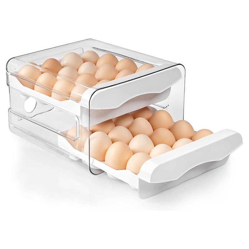 

ABJI-Egg Holder 32 Grid/2 Layer For Fridge, Egg Container For Refrigerator, Kitchen, Countertop білий