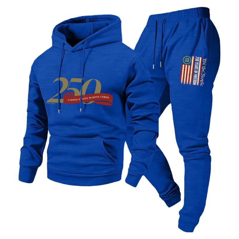 Men Women Hoodie Set Loose Casual Tracksuit 240th Anniversary Print Long Sleeve Sweatshirt Jogger