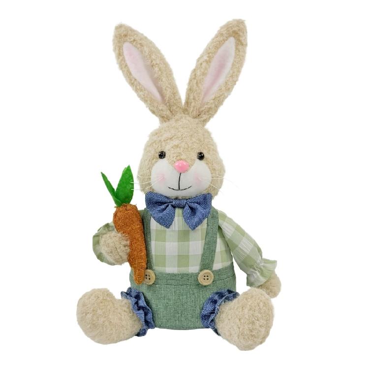Handmade Rabbit Doll With Gentle Fabric And Wooden Stand Excellent Spring Festival Decors For Spring Themed incidents