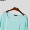 INCERUN Herren U-Boot-Ausschnitt Langarm Leicht Casual Oversized Halbtransparent Oberteile T-Shirts