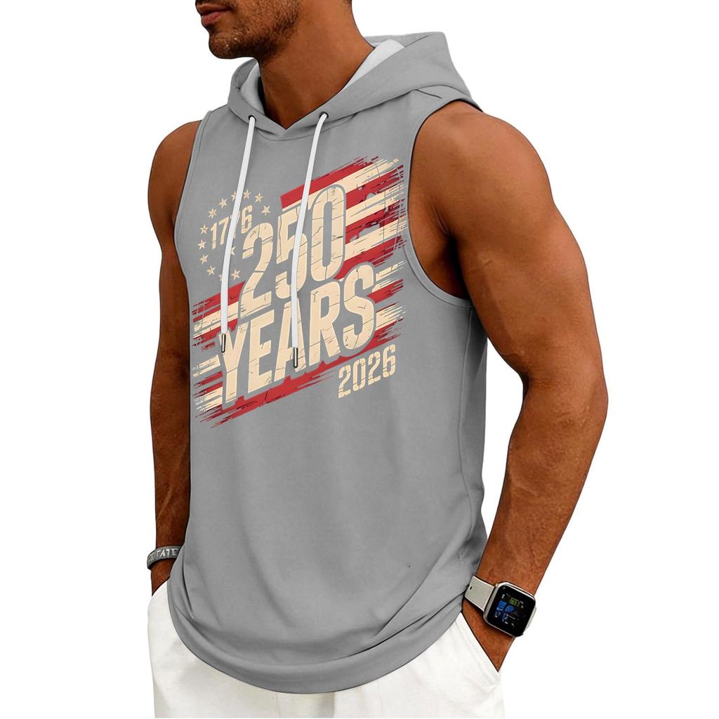 Men's Tank Top Gym Sleeveless Hoodie Shirt Washed Sports Muscle Shirts Fitness Vest With Hood