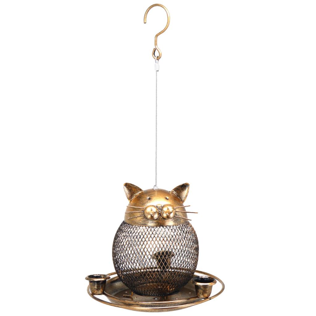 Bird Feeder Outdoors Iron Cat Shape Food Holder Cute Gift Garden Yard Decoration