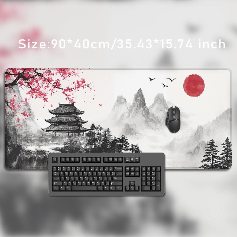 Mouse Pad Red Sun Temple Ink Landscape Gaming XL Computer New Mousepad XXL MousePads Non-Slip Office Natural Rubber Mice Pad