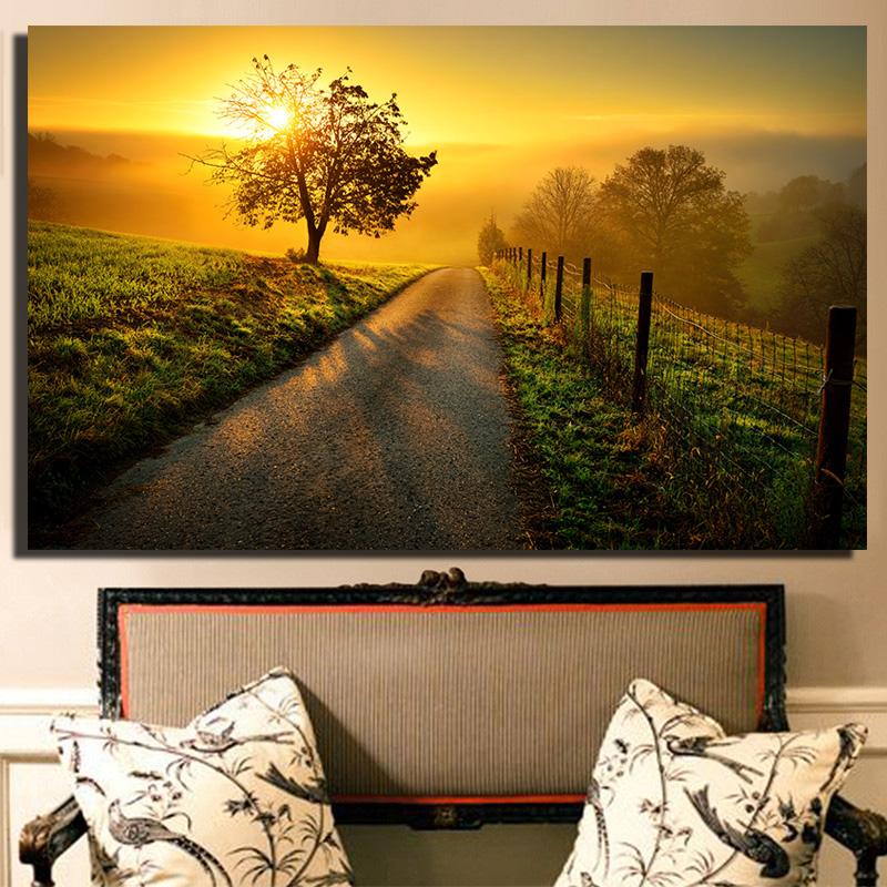 Beautiful Sunset Scenery Painting Print On Waterproof Canvas Large Size Wall Art Pictures For Living Room Drop Shipping