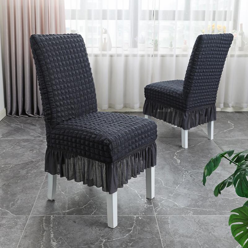 "Elastic Seersucker Skirt Dining Chair Cover - Thickened, Modern, Simple, and Dustproof"