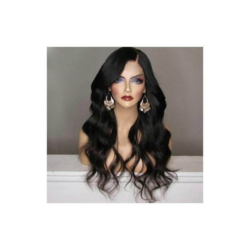 Natural Black Wig 65cm Fashion Women Long Side Part Shaggy Wavy Synthetic Wig For Timeless Elegance wig