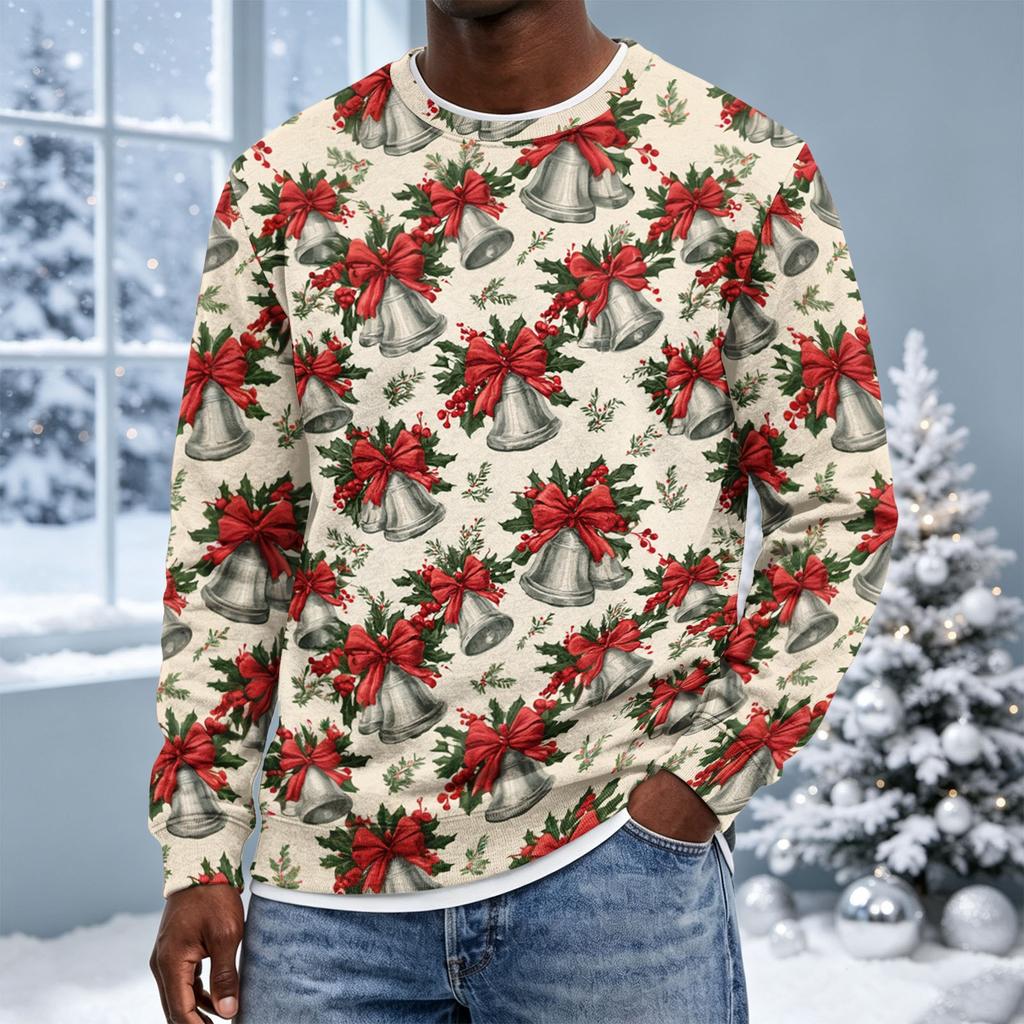 Men's Christmas Hoodless Neck Pullover Sweatshirt, for Him
