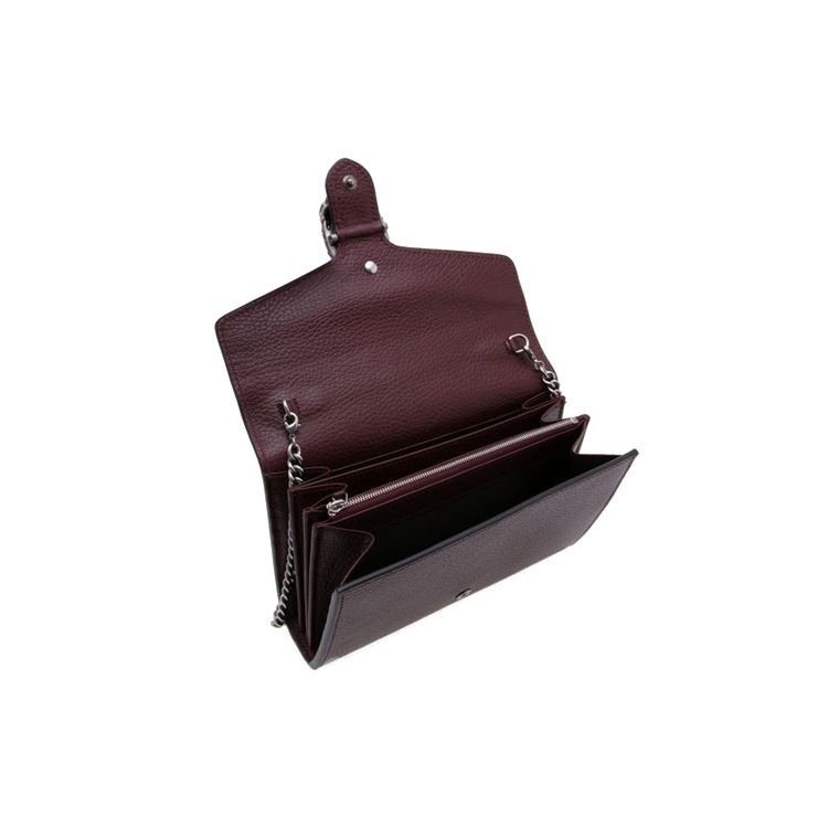 Gucci Dionysus Leather Chain Wallet Bag Burgundy Red Crystal Tiger Head Hardware Crossbody Clutch for Women Daily Commute 401231-CAOGN-6886