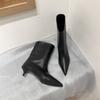 Pointed Toe Women High Boots Leather Fashion Sexy Heels Shoes Woman 2025 Trend New Snow Boots Low Heels Elegant Goth Mujer Botas