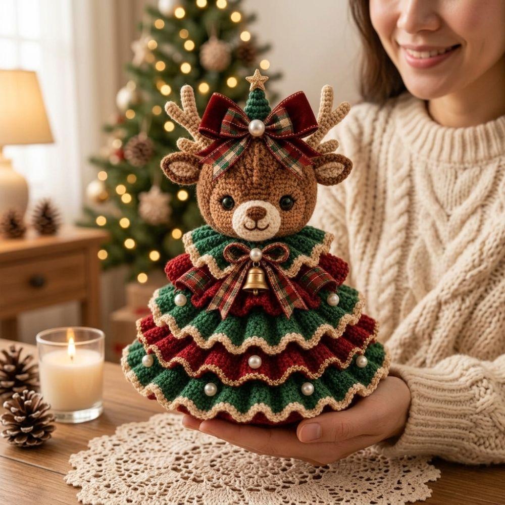 with Beads Bell Crochet Animal Christmas Tree Kit Animal Xmas Tree DIY Kit for Craft Lovers