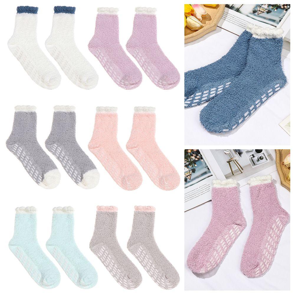 Lovely Women Winter Cold Protection Coral Fleece Socks Plush Socks Mid Socks