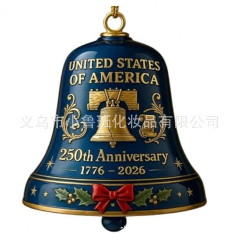 United States Of America 250th Anniversary Bell Ornament Metal Pendant Festive Christmas Tree Wind Chimes Decorations