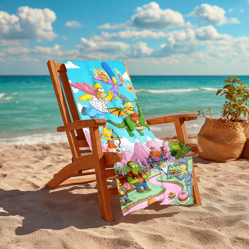 1Pc Simpsons Fantasy Adventure Beach Towel, Quick Dry, Multi-Use for Beach Pool Gym Yoga Home Travel, Christmas, Halloween, Xmas Gift S861