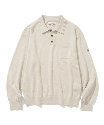 UNIFORM BRIDGE Pocket Polo Knit Oatmeal