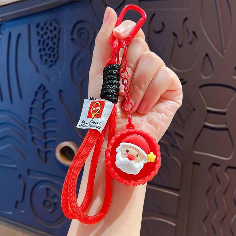 Cartoon Christmas Stress Relief Keyboard Keychain for Couples Bags Decorative Button Fidget Holiday Gift for Friends Family