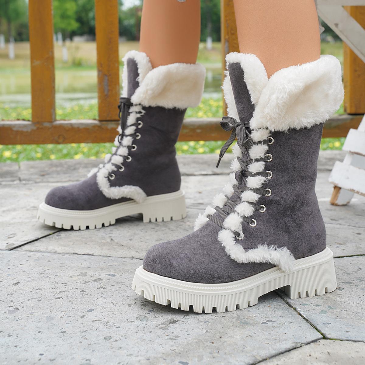 

Shoes for Women Winter Fashion Plus Size Platform Short Plush Warm Comfortable Non-slip Snow Boots 36-43 Ankle Boots 36 серый