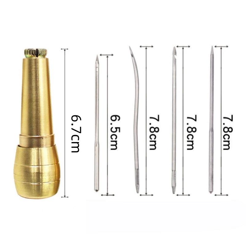 Leather Sewing Kit DIY Leather Sewing Awl Needle With Copper Handle Set Leather Canvas Tent Shoes Repairing Tool W/Nylon Thread