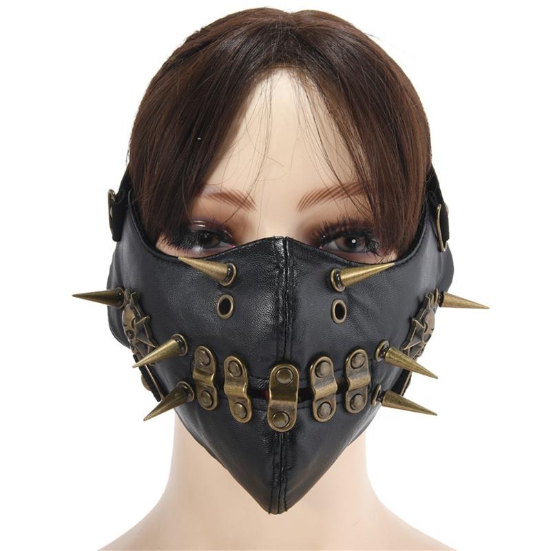 Gothic Punk Spiked Skull Face Mask Stylish costume Accessory Face Covering for Halloween Event and Themed Performances