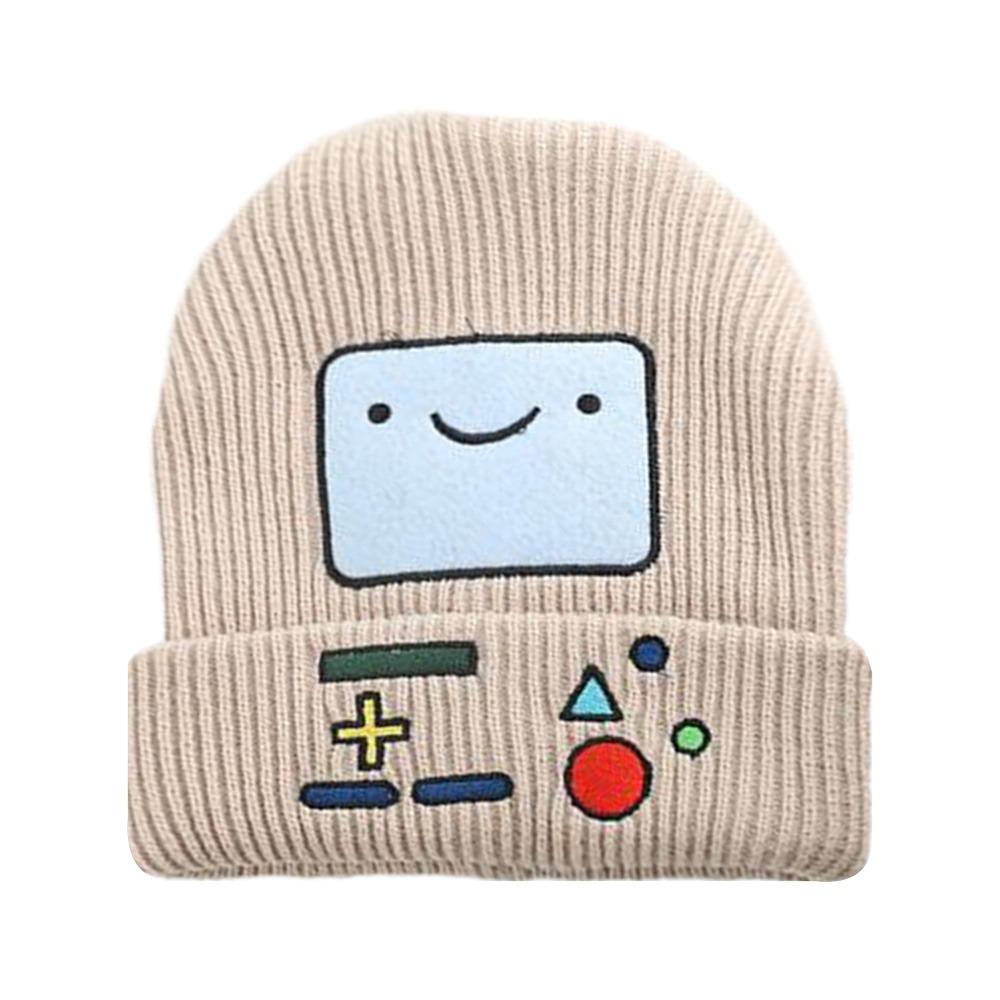 Embroidered Knitted Beanies Hat Game Machine Pattern Knitted Skull Bonnet Winter Cap  Unisex