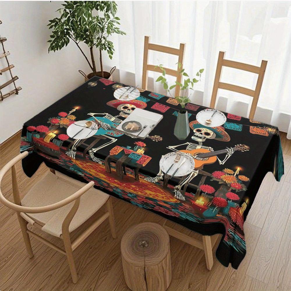 Mexican Day of The Dead Rectangle TableCloth for Table Decor Holiday Waterproof Reusable Tablecloth for Tables Kitchen Dining