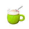 Coconut Mug Creative Summer Girl Heart High Beauty Cute Ceramic Cups Large Capacity with Lid Water Cup Drinkware