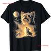 Yorkie Howling To The Moon Vintage T Shirt Vintage Breathable Versatile Graphic