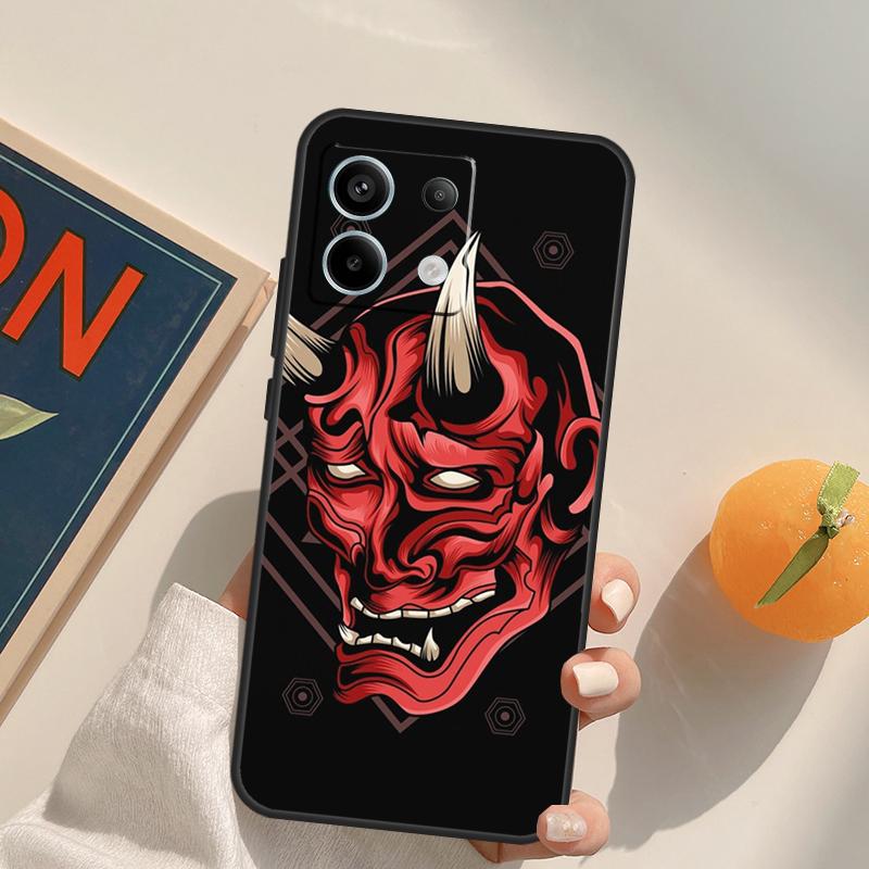 Samurai Oni Mask Funda For Xiaomi Redmi Note 9 10 11 12 13 14 Pro 9S 10S 11S 12S Redmi 13C 10C 12C 14C Case