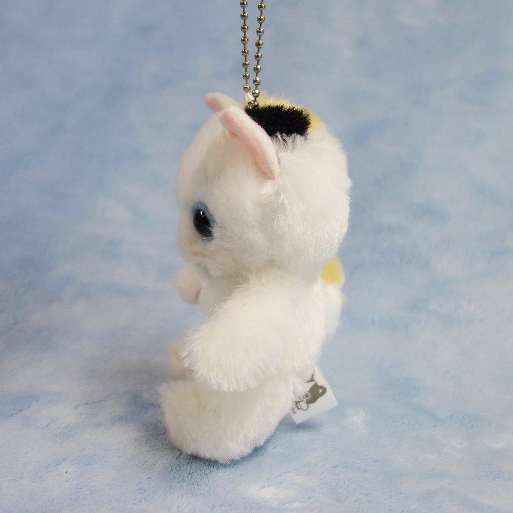 Mascota „Maru no Osanpo” de la Laboratorul de Design Naito, Mikemaru, Pisică, 12 cm Înălțime, Albă, cu Lanț cu Bile, Jucărie de Pluș