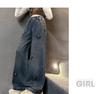 Girls' 2025 Fleece-Lined Wide-Leg Denim Pants - Autumn/Winter Style