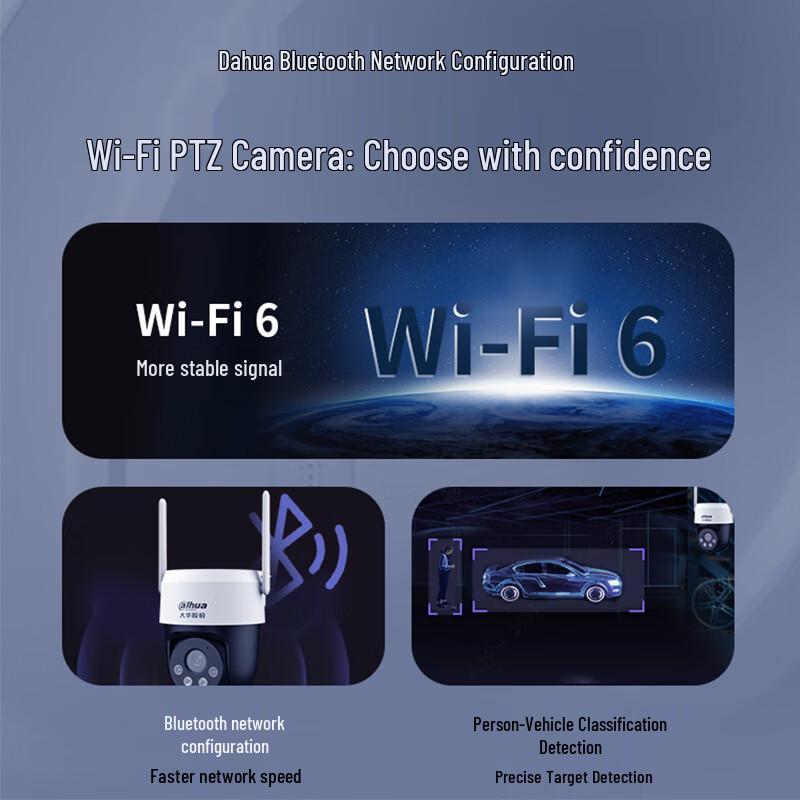 Dahua 5MP Wireless WiFi PTZ Dome Camera with Full-Color Night Vision CN Plug (adapter Included)