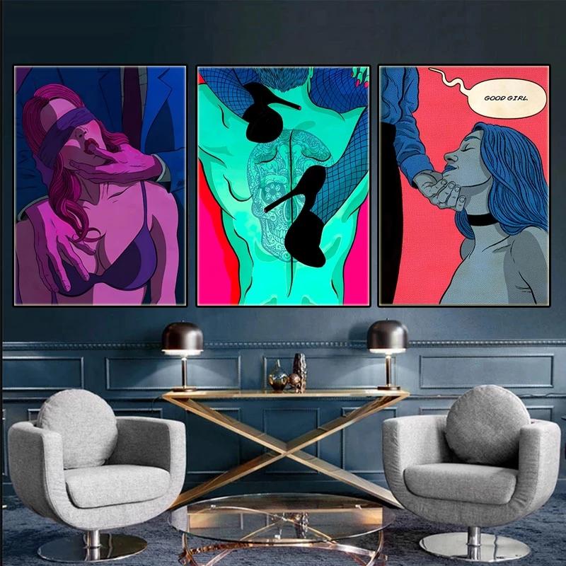 Sexy Nude Woman Men Lover Nude Body Sex Posters and Prints Canvas Paintings Abstract Wall Art Pictures for Living Home Decor