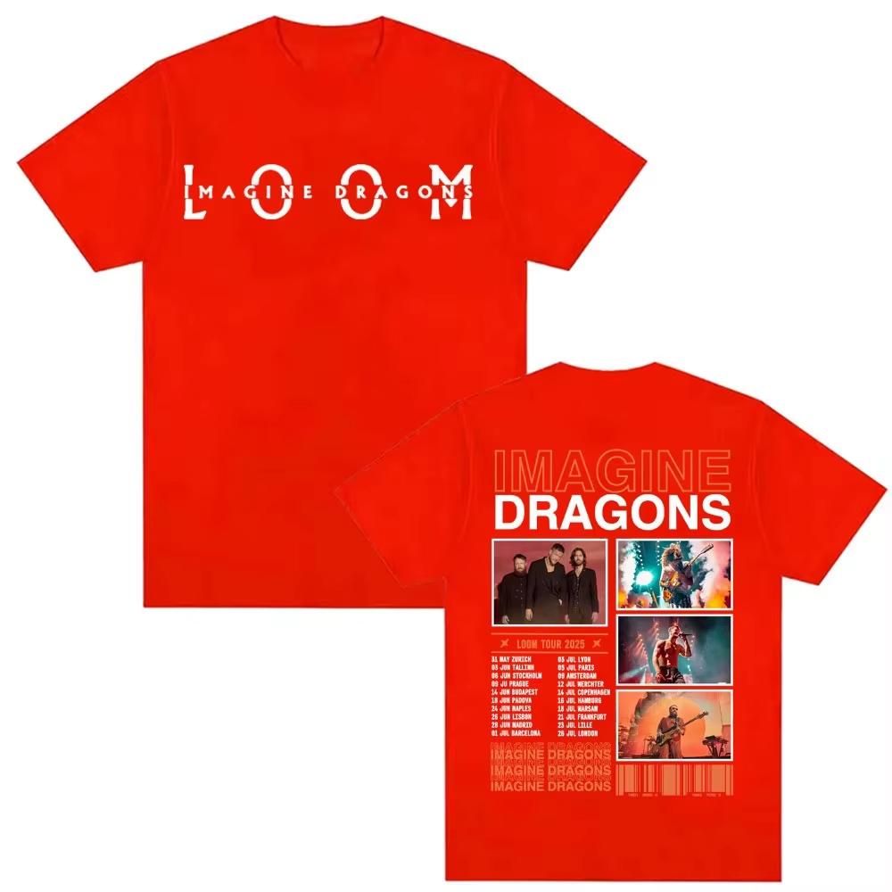 2025 Imagine Dragons Loom World Tour Graphic T Shirt Men Women Summer Pop Art Short Sleeve Oversized Comfort Tshirt Streetwear