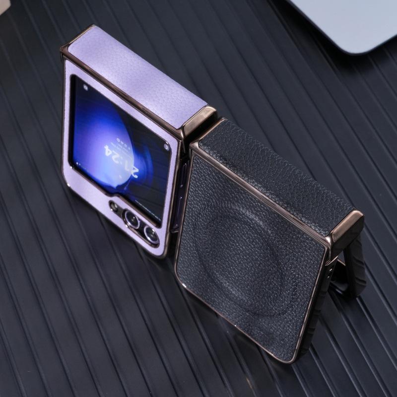 Premium Lychee Leather Texture Magnetic Case for Samsung Z-Flip7 & Z-Flip6 - Anti-Drop Folding Protection