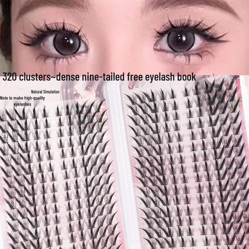 Fox-Style Natural Thick False Eyelashes with Black Stem In a Large-Capacity Book for a Mother-Inspired Look