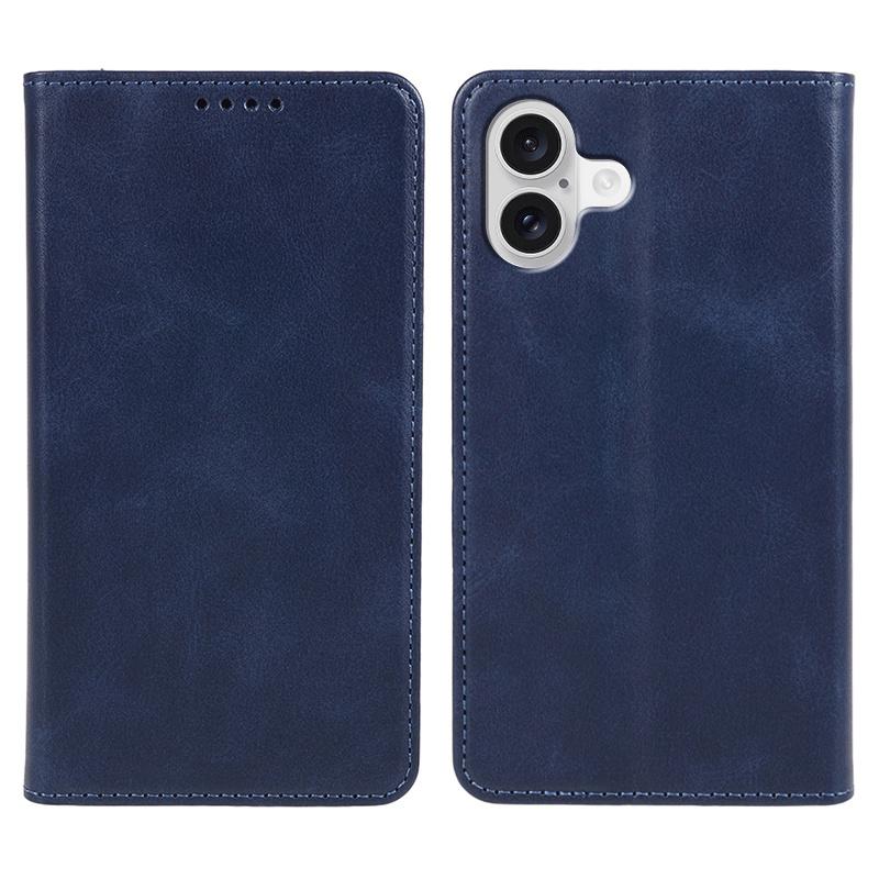 For iPhone 17 Case Strong Magnetic PU Leather Phone Cover Calf Texture