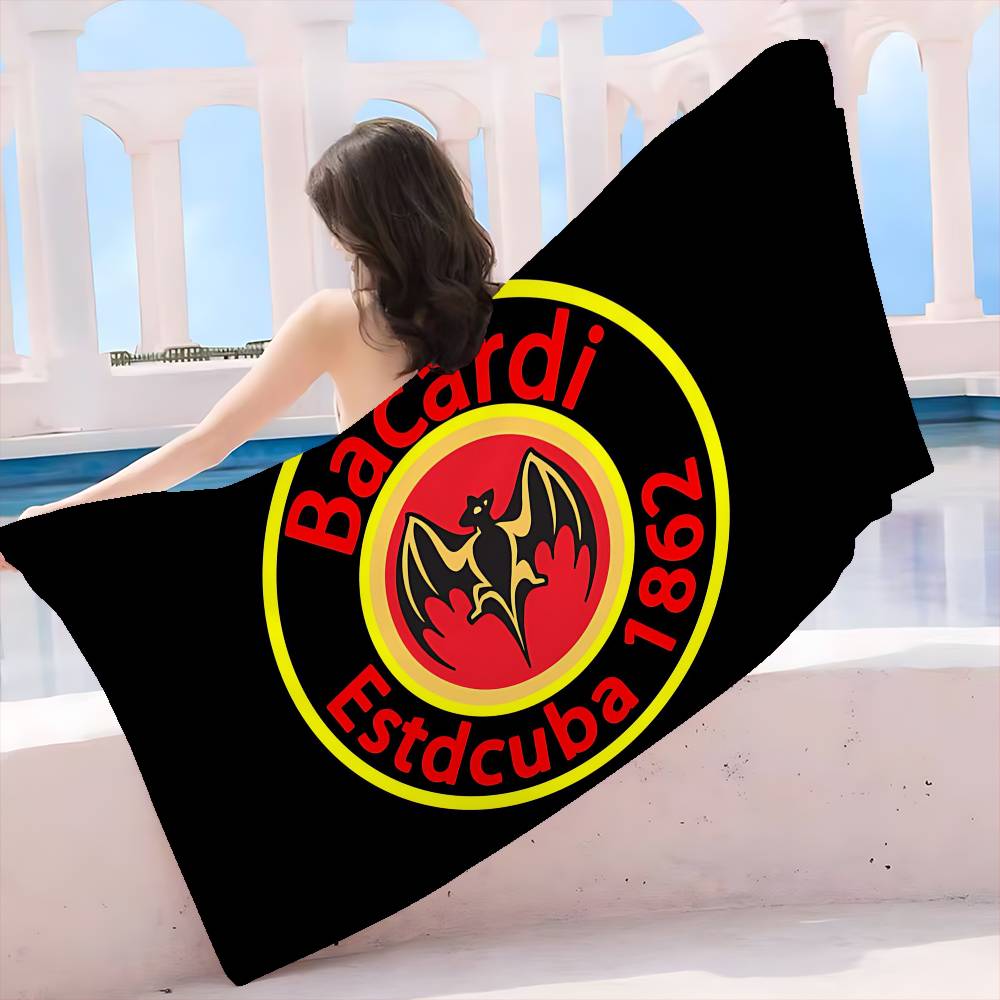 B-Bacardi Rum Vampirfledermaus Mikrofaser Decke Schnelltrocknend Strandtücher Übergröße Druck Super Saugfähig Pooltuch Decke