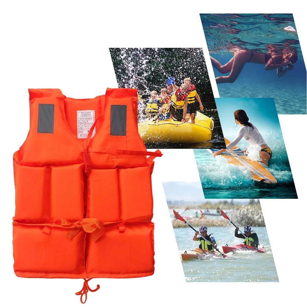 High Buoyancy Life Jacket Adult Kids Foam Safety Vest With Reflective Strips Orange Emergency Flotation Swimming Survival Gea