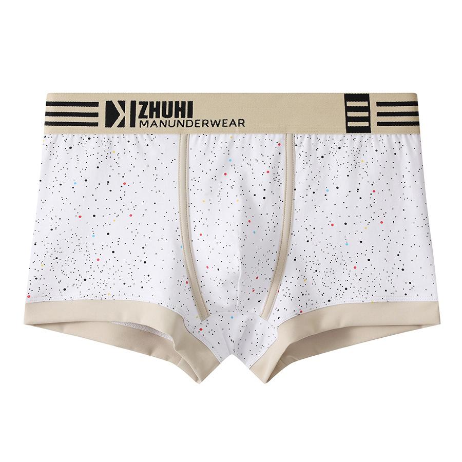 New Printed Cotton Men's Boxer Briefs, Breathable Trendy Casual Underwear Shorts