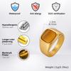 Tiger Eye Stone Signet Ring for Men,Stainless Steel Brown Natural Stone Ring,Rock Punk Cool Fashion Jewelry Gift