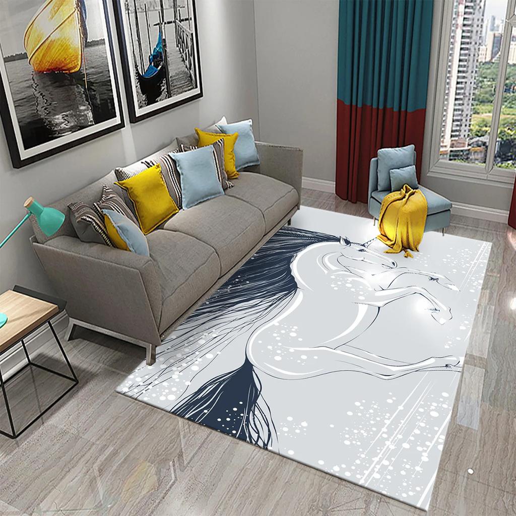 Cartoon Lovely Unicorn Print Carpet Kids Playroom Play Carpet Living Room Bedroom Bathroom Beautiful Non-slip Carpet Home Decor