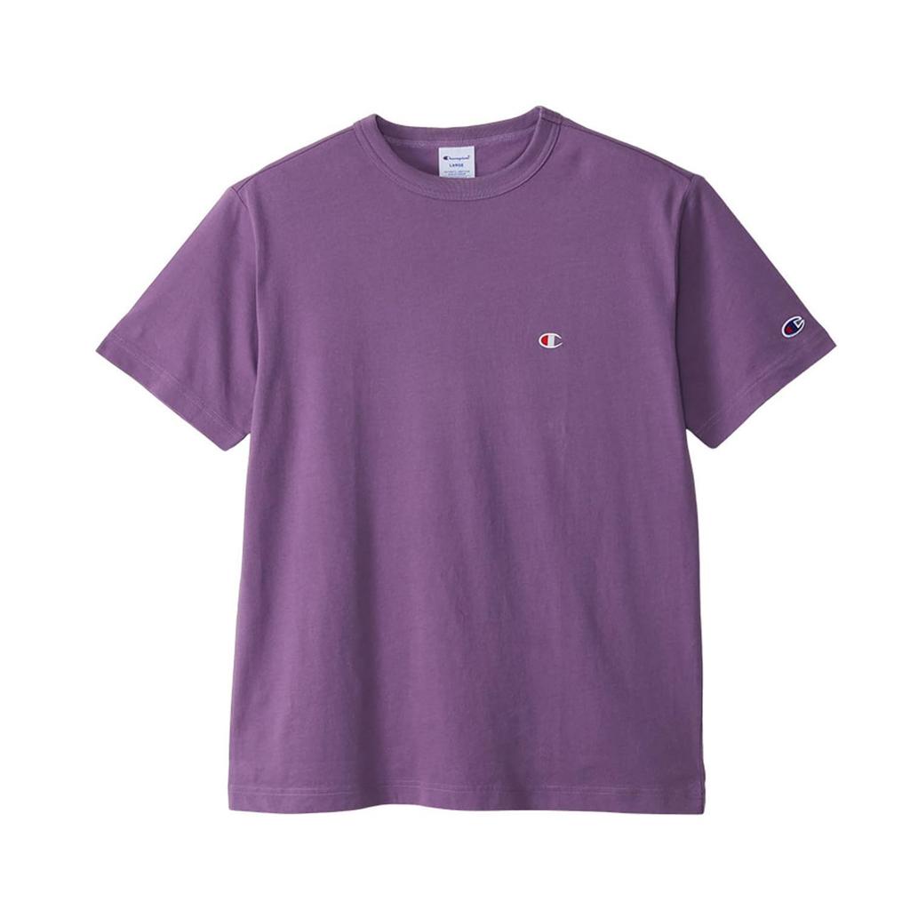 Champion short logo short sleeve L T-shirt, sleeve, 100% cotton, classic, one-point embroidery, T-shirt, basic, C3-P300Z, men's, violet,